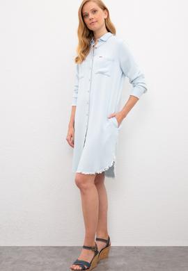 Kadın Mavi Denim Elbise - 50222896004