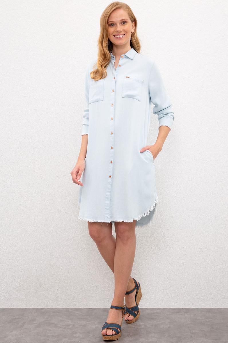 Kadın Mavi Denim Elbise