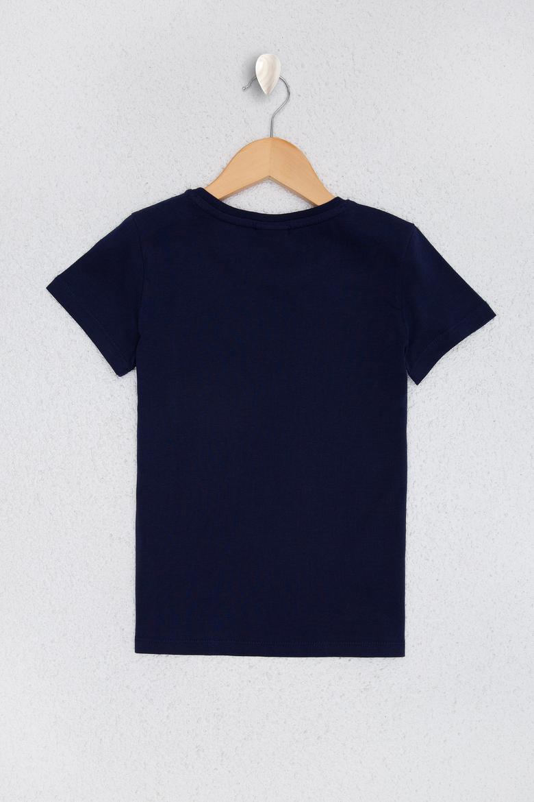 Çocuk Lacivert Bisiklet Yaka Tişört - 50220917024
