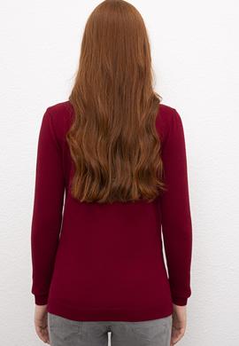 Kadın Kırmızı Triko Kazak Basic - 50206420037