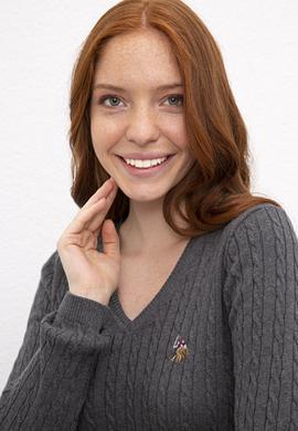 Kadın Gri Triko Kazak Basic - 50206451062