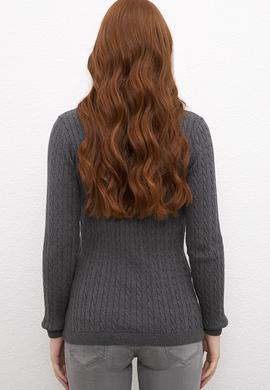 Kadın Gri Triko Kazak Basic - 50206451062