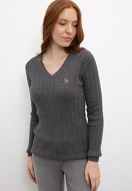 Kadın Gri Triko Kazak Basic - 50206451062