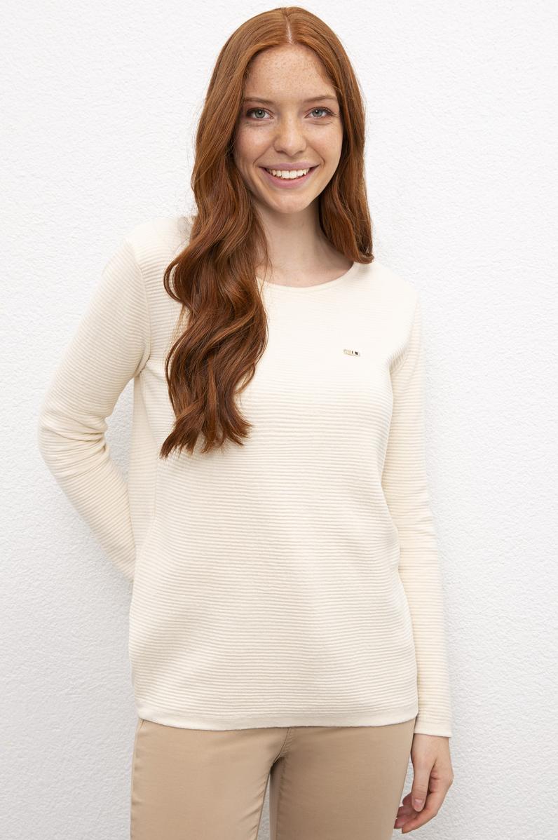 Kadın Beyaz Triko Kazak