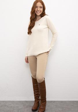 Kadın Beyaz Triko Kazak - 50209967008