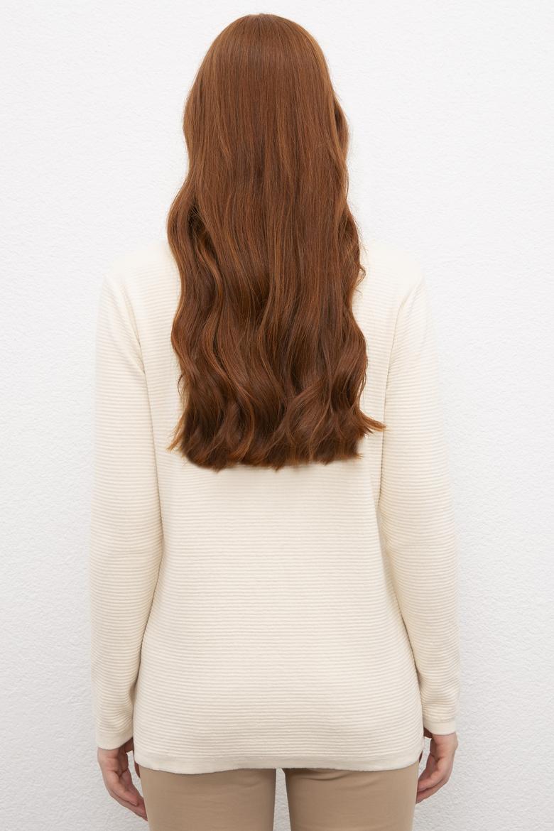 Kadın Beyaz Triko Kazak - 50209967008