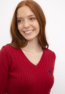 Kadın Kırmızı Triko Kazak - 50213707008