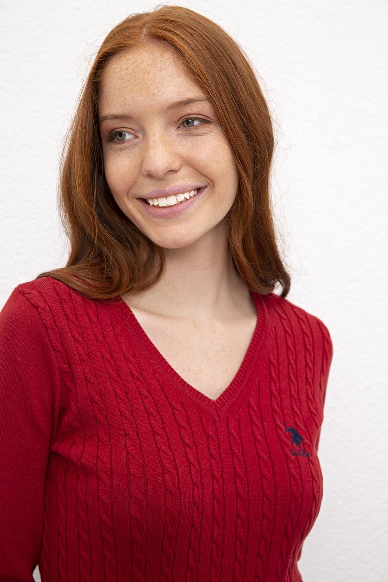 Kadın Kırmızı Triko Kazak - 50213707008