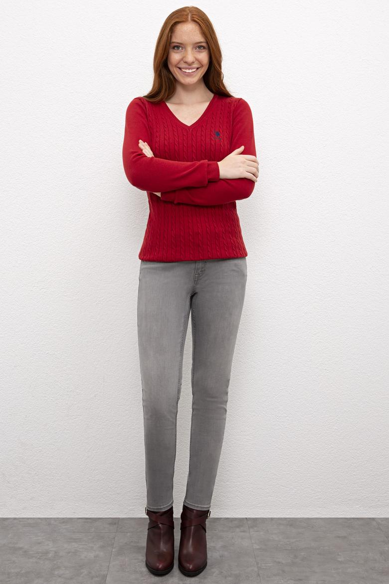 Kadın Kırmızı Triko Kazak - 50213707008