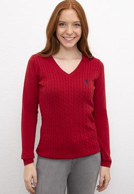 Kadın Kırmızı Triko Kazak - 50213707008