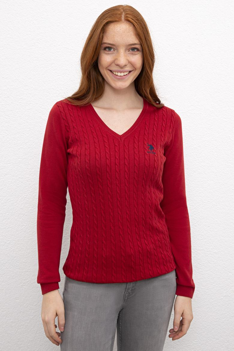 Kadın Kırmızı Triko Kazak