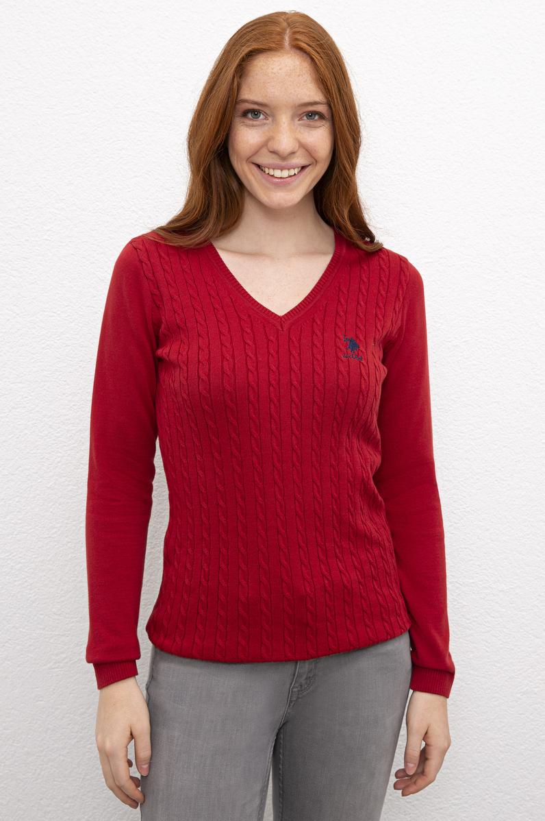 Kadın Kırmızı Triko Kazak