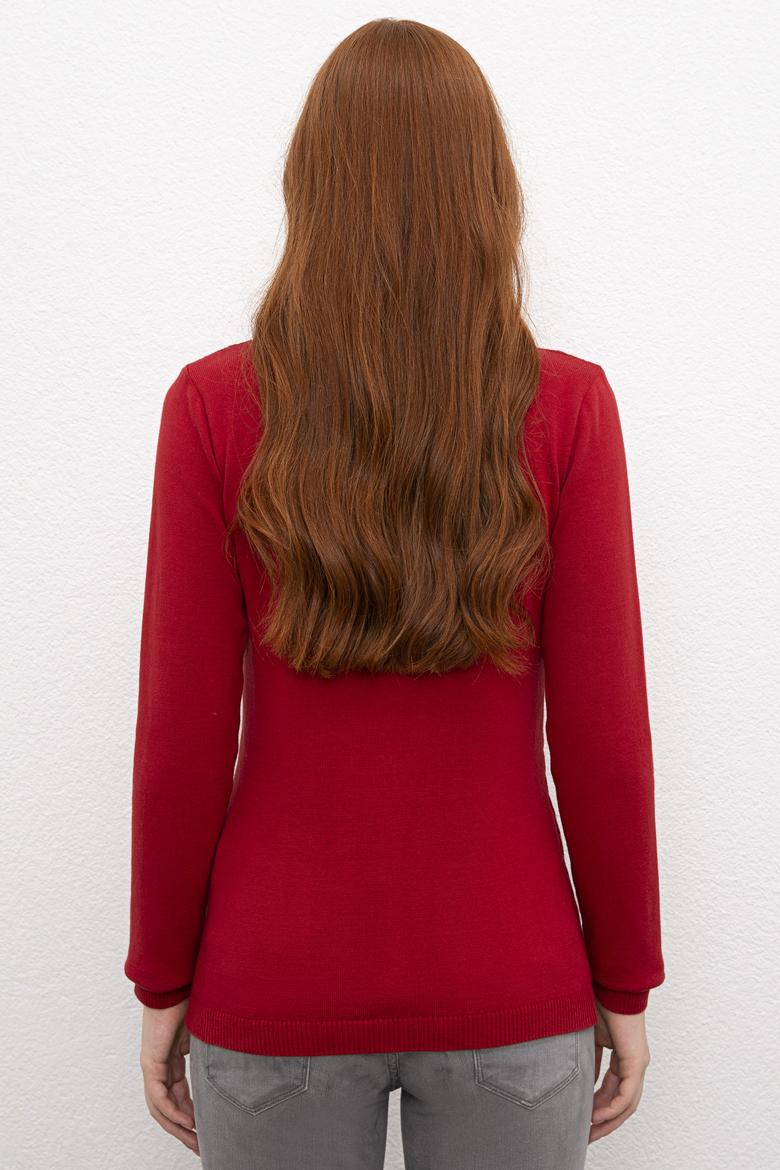 Kadın Kırmızı Triko Kazak - 50213707008