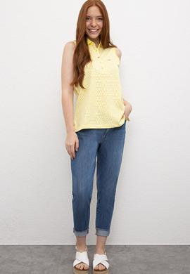 Kadın Sarı Polo Yaka T-Shirt - 50222274014