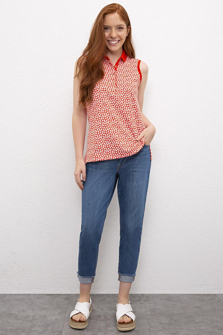 Kadın Nar Çiçeği Polo Yaka T-Shirt - 50222274002