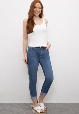 Kadın Mavi Jean Pantolon - 50219159003