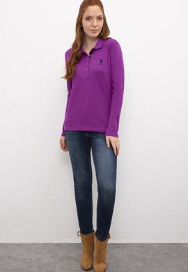 Kadın Menekşe Polo Yaka Basic Sweatshirt - 50205969065