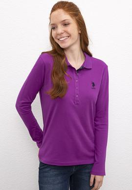 Kadın Menekşe Polo Yaka Basic Sweatshirt - 50205969065