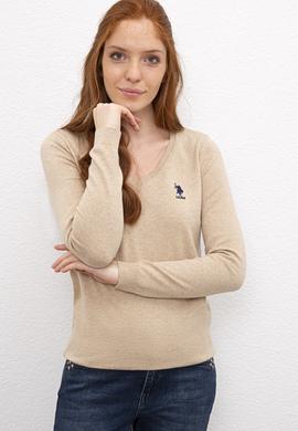 Kadın Bej Melanj Basic Kazak - 50206420050