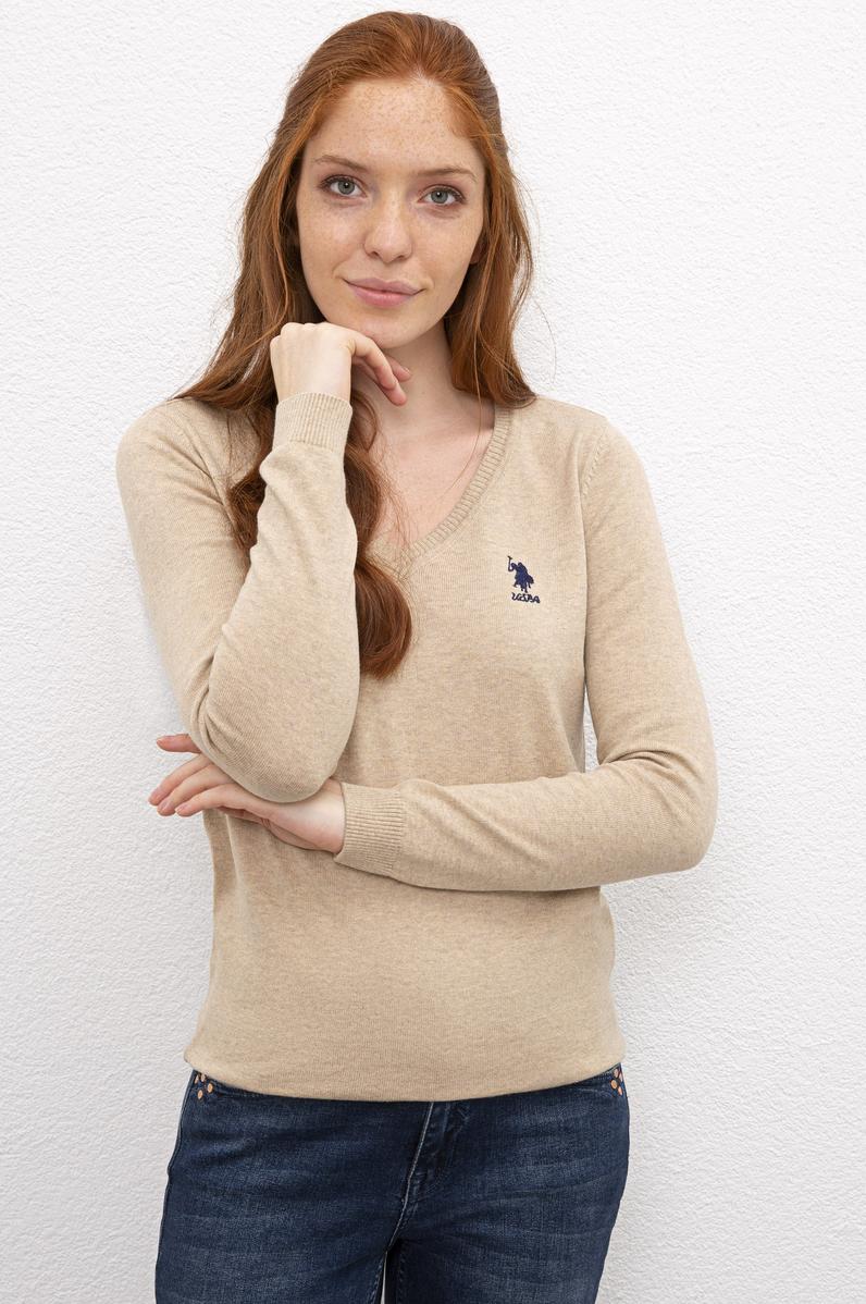 Kadın Bej Melanj Basic Kazak