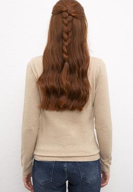 Kadın Bej Melanj Basic Kazak - 50206420050