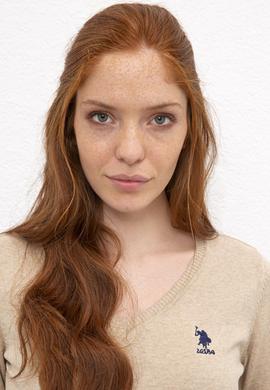 Kadın Bej Melanj Basic Kazak - 50206420050