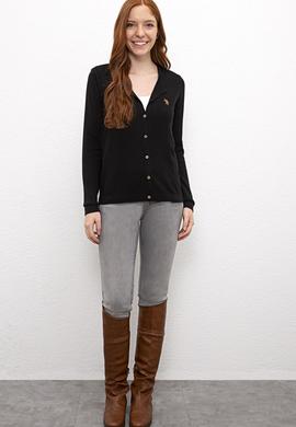 Kadın Siyah Triko Hırka Basic - 50206444064