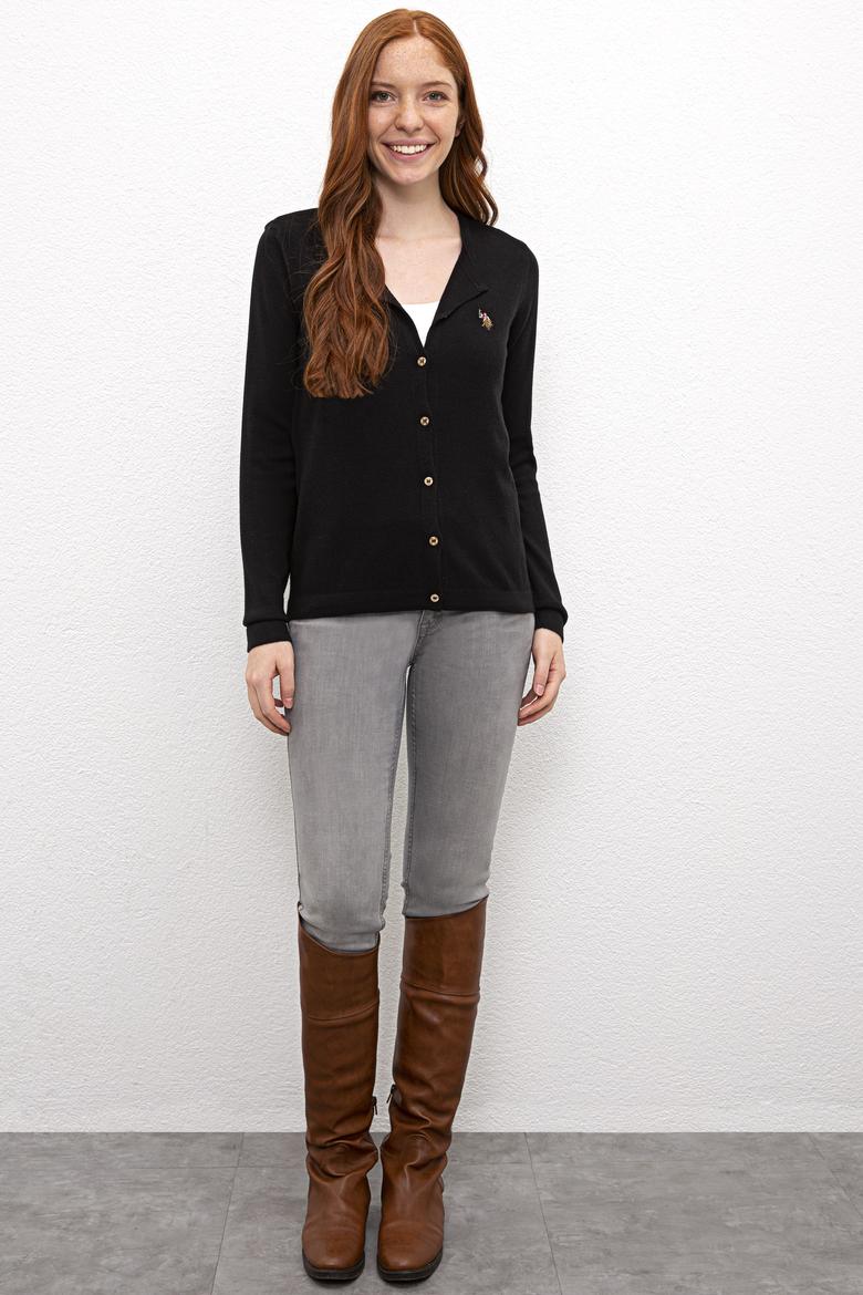 Kadın Siyah Triko Hırka Basic - 50206444064