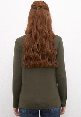 Kadın Haki Basic Triko Hırka - 50206444034