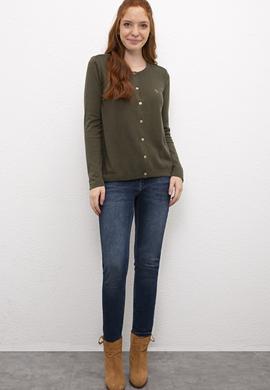 Kadın Haki Basic Triko Hırka - 50206444034