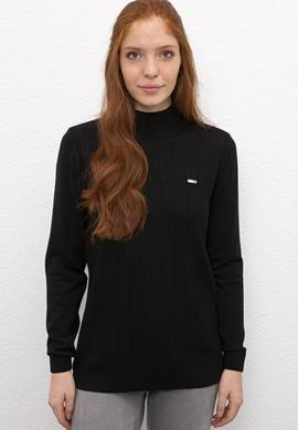 Kadın Siyah Triko Kazak Basic - 50206445019