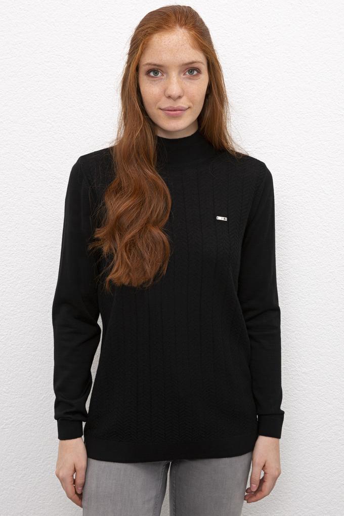 Kadın Siyah Triko Kazak Basic