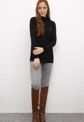 Kadın Siyah Triko Kazak Basic - 50206445019