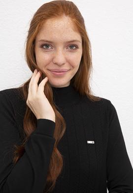 Kadın Siyah Triko Kazak Basic - 50206445019