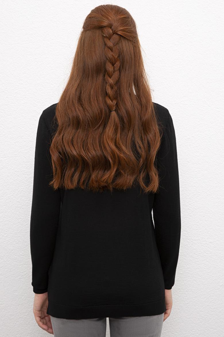 Kadın Siyah Triko Kazak Basic - 50206445019