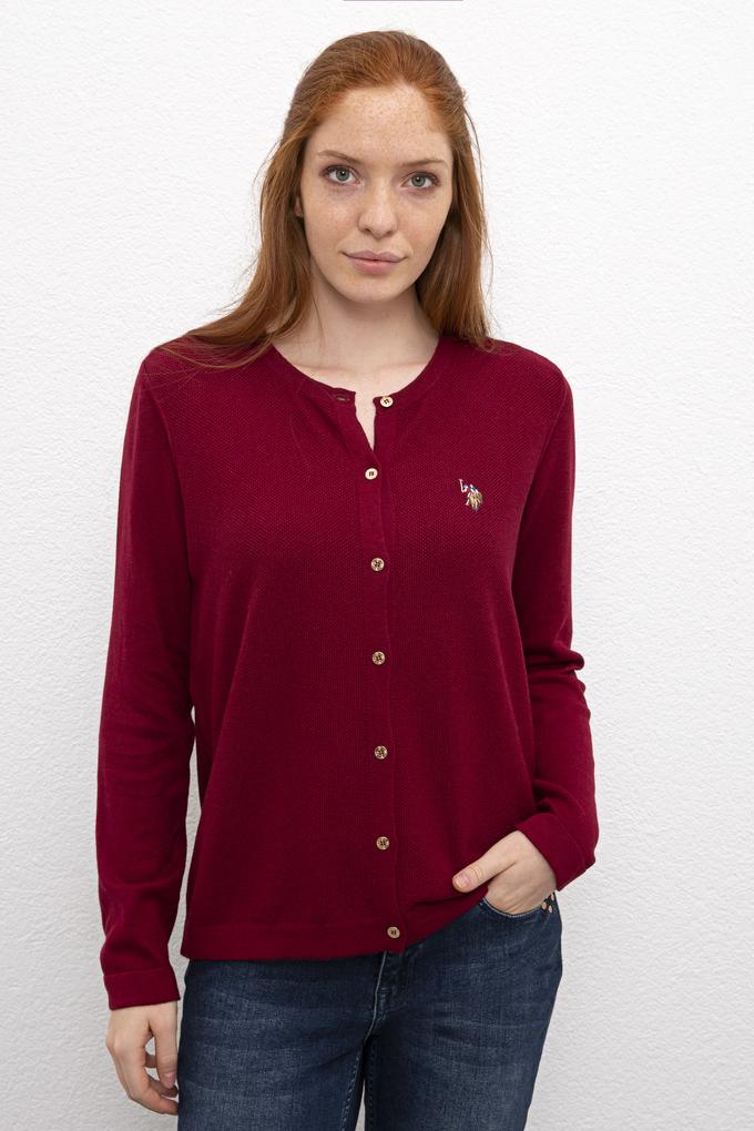 Kadın Bordo Basic Triko Hırka