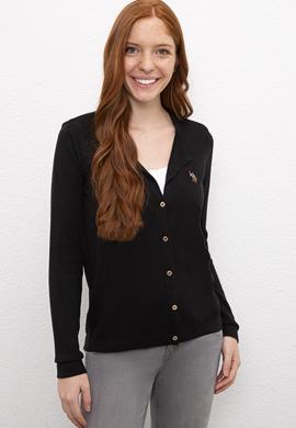 Kadın Siyah Triko Hırka Basic - 50206444064