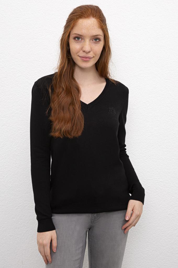 Kadın Siyah Basic Kazak