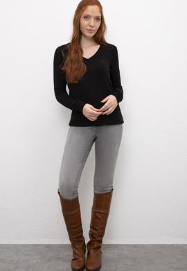 Kadın Siyah Basic Kazak - 50206449019