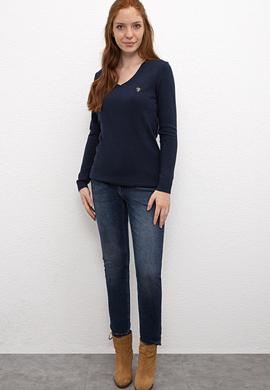 Kadın Lacivert Triko Kazak Basic - 50206464006