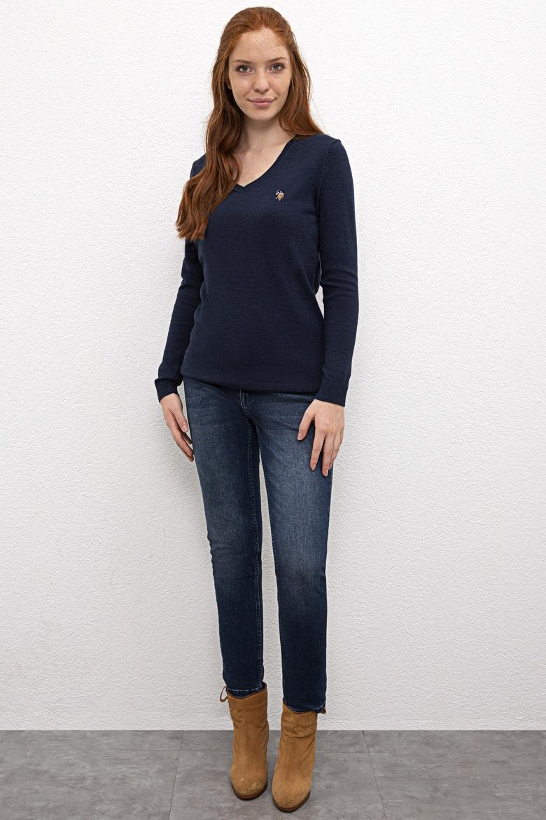 Kadın Lacivert Triko Kazak Basic - 50206464006