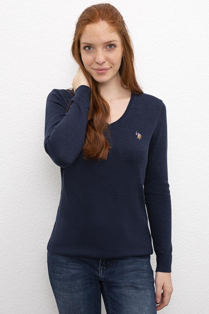 Kadın Lacivert Triko Kazak Basic