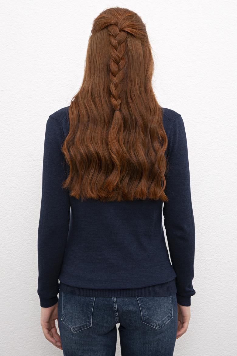 Kadın Lacivert Triko Kazak Basic - 50206464006