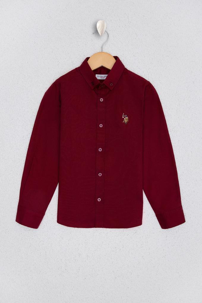 Erkek Çocuk Bordo Uzun Kollu Gömlek
