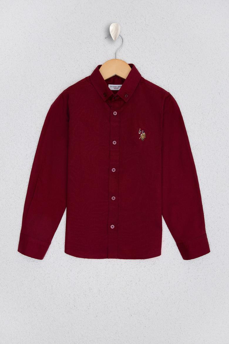 Erkek Çocuk Bordo Uzun Kollu Gömlek