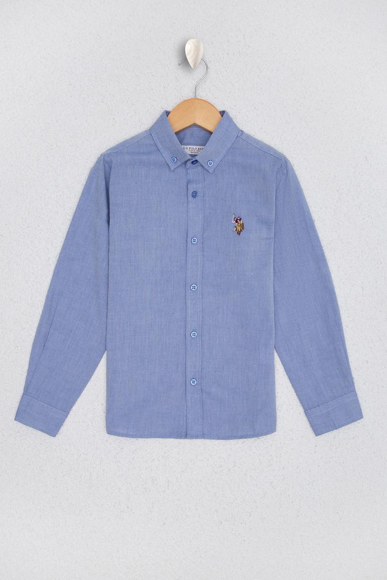 Erkek Çocuk Mavi Gömlek Uzunkol