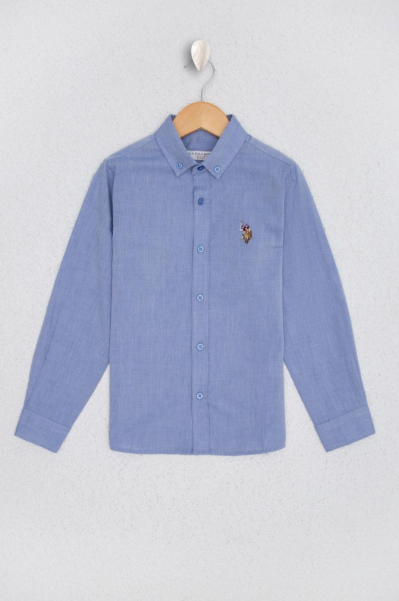 Erkek Çocuk Mavi Gömlek Uzunkol