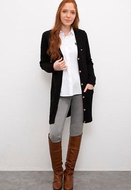 Kadın Siyah Triko Hırka - 50209469019