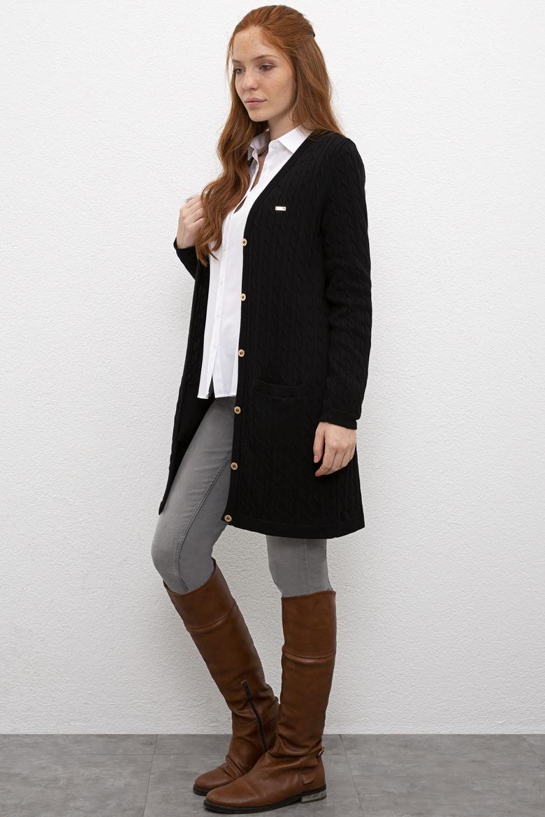 Kadın Siyah Triko Hırka - 50209469019