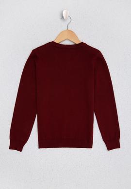 Erkek Çocuk Bordo Bisiklet Yaka Triko Kazak - 50209467031